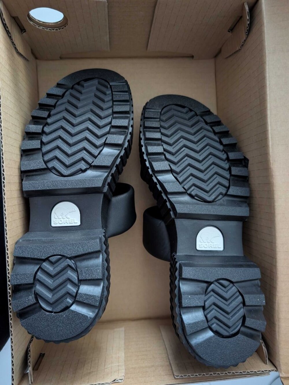 SOREL ONA Streetworks Mid Sandals NIB Platform Leather Slides Women’s 8 Black - Picture 10 of 11